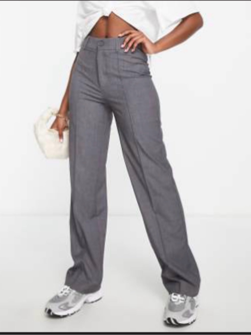 high waisted seam front tailored straight leg pants